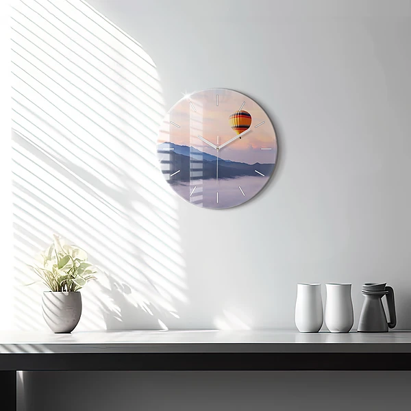 Wanduhr glas rund Schöne Landschaft