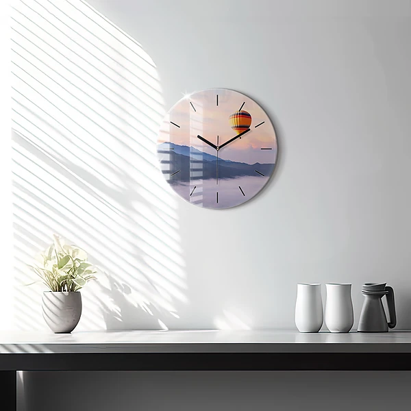 Wanduhr glas rund Schöne Landschaft