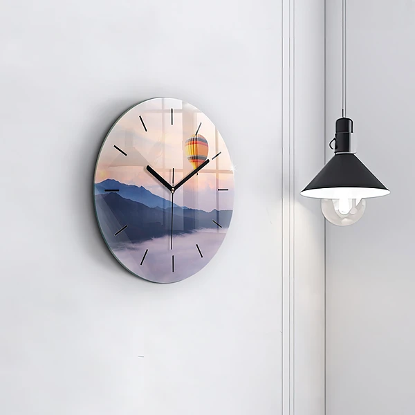 Wanduhr glas rund Schöne Landschaft