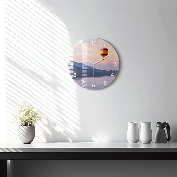 Wanduhr glas rund Schöne Landschaft