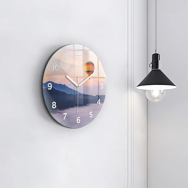 Wanduhr glas rund Schöne Landschaft