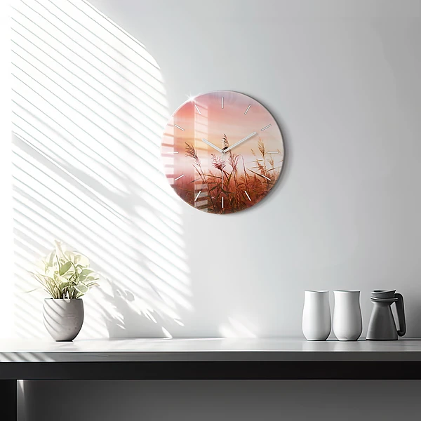 Wanduhr glas rund Nebliger Morgen