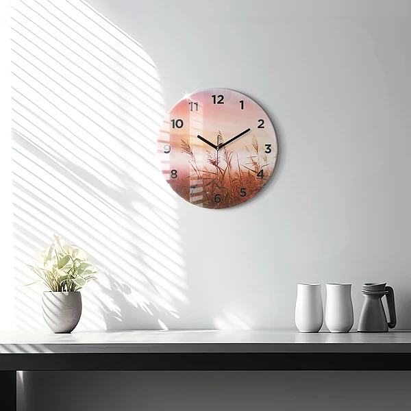 Wanduhr glas rund Nebliger Morgen