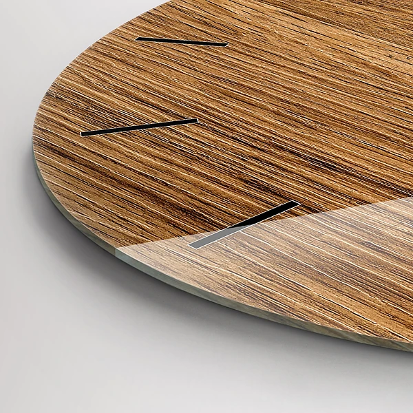 Wanduhr rund mit motiv Helles Holz