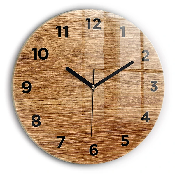 Wanduhr rund mit motiv Helles Holz