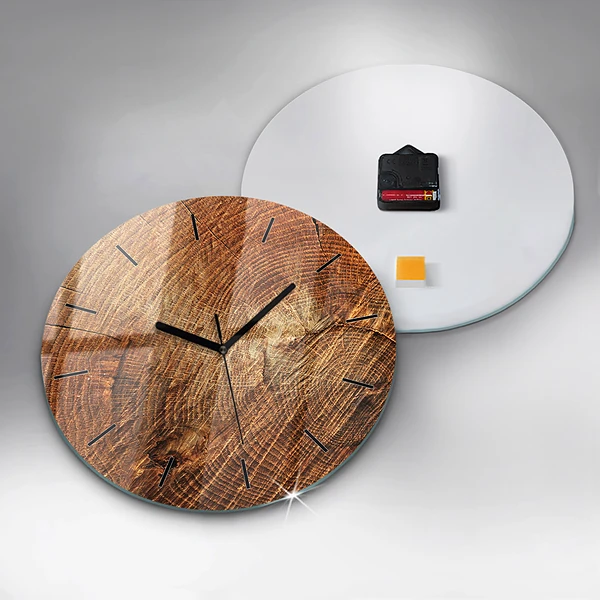 Wanduhr rund Alter Baumstamm