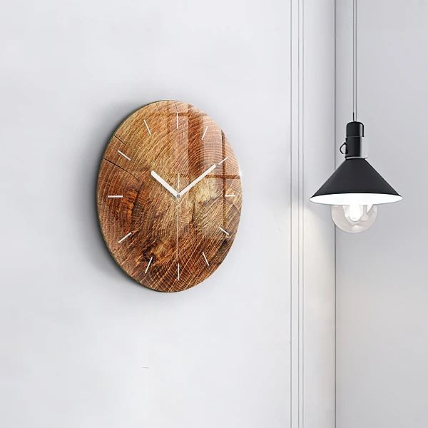 Wanduhr rund Alter Baumstamm