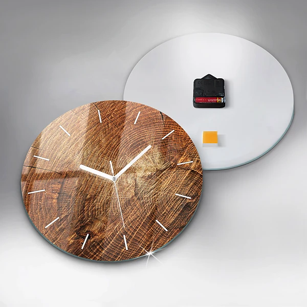 Wanduhr rund Alter Baumstamm