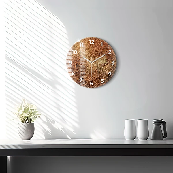 Wanduhr rund Alter Baumstamm