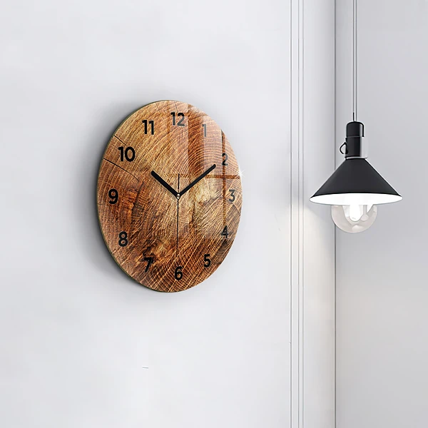 Wanduhr rund Alter Baumstamm