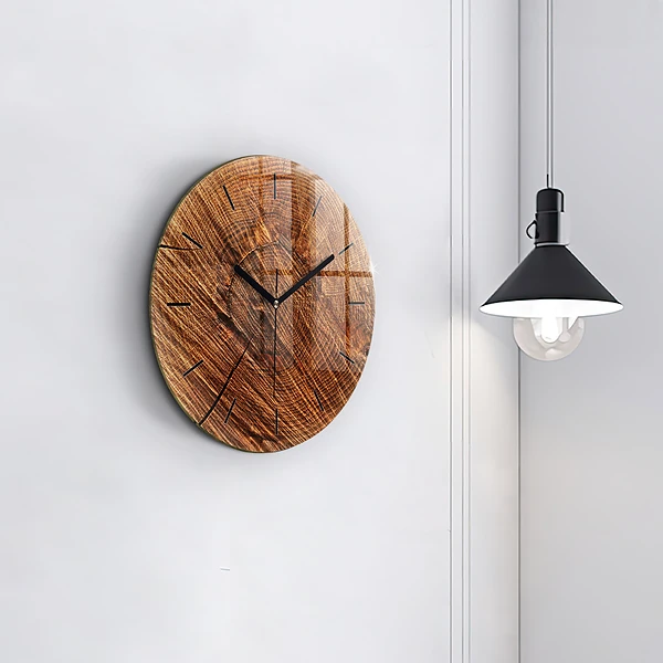 Wanduhr rund Dekoratives Holz