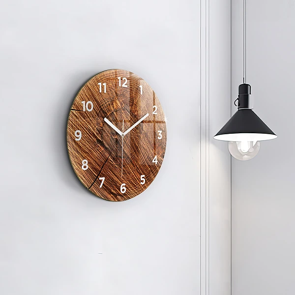 Wanduhr rund Dekoratives Holz