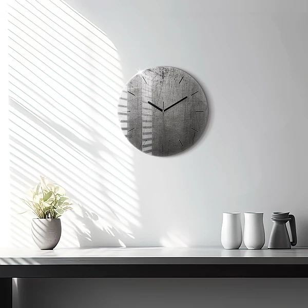 Wanduhr glas rund Metallwand