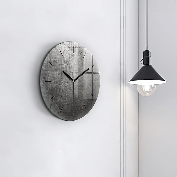 Wanduhr glas rund Metallwand