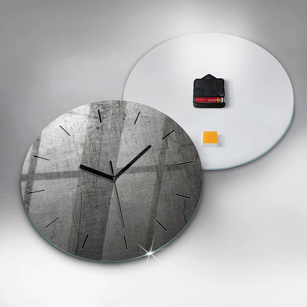 Wanduhr glas rund Metallwand