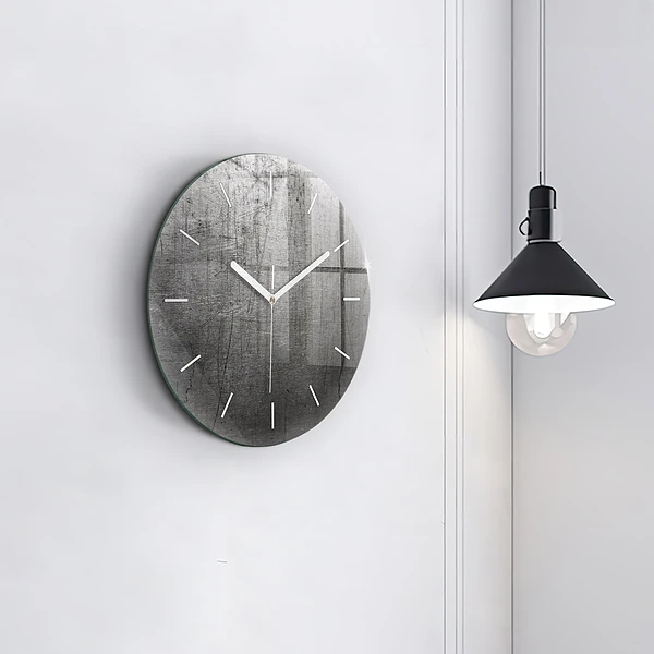 Wanduhr glas rund Metallwand