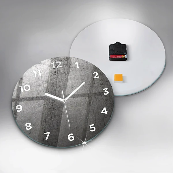 Wanduhr glas rund Metallwand