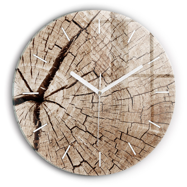 Wanduhr rund mit motiv Alter Holzstamm