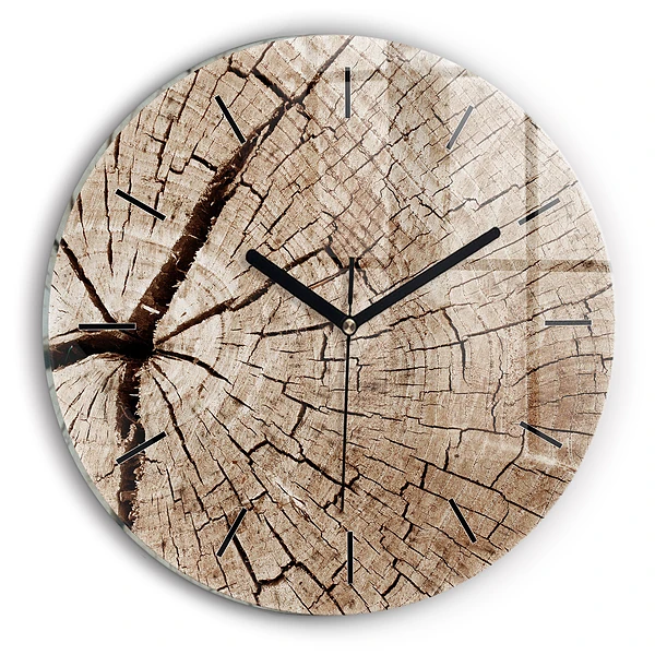 Wanduhr rund mit motiv Alter Holzstamm