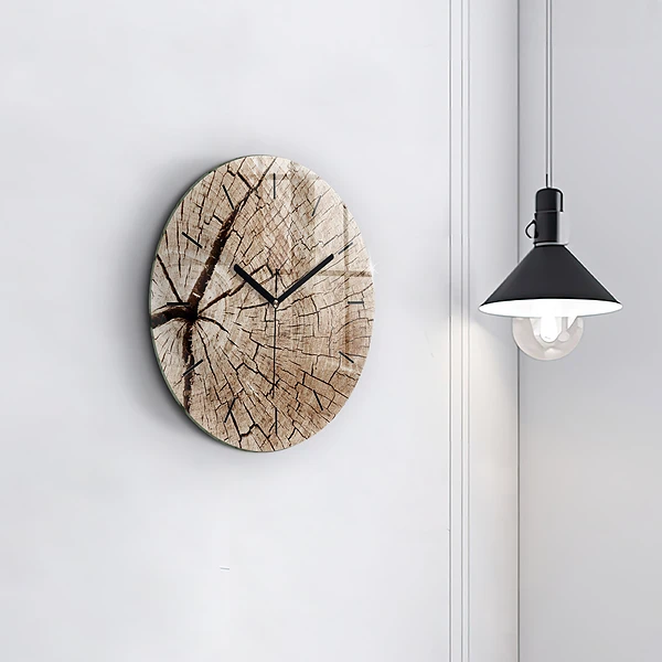 Wanduhr rund mit motiv Alter Holzstamm
