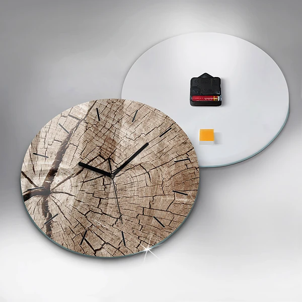 Wanduhr rund mit motiv Alter Holzstamm