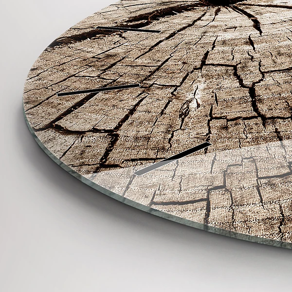 Wanduhr rund mit motiv Alter Holzstamm