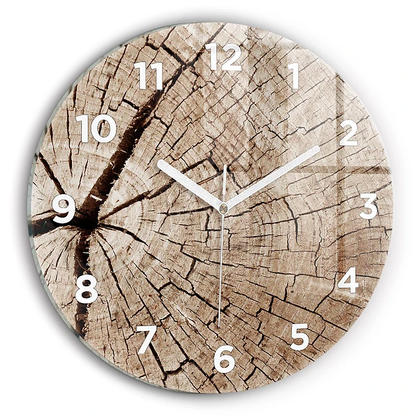 Wanduhr rund mit motiv Alter Holzstamm