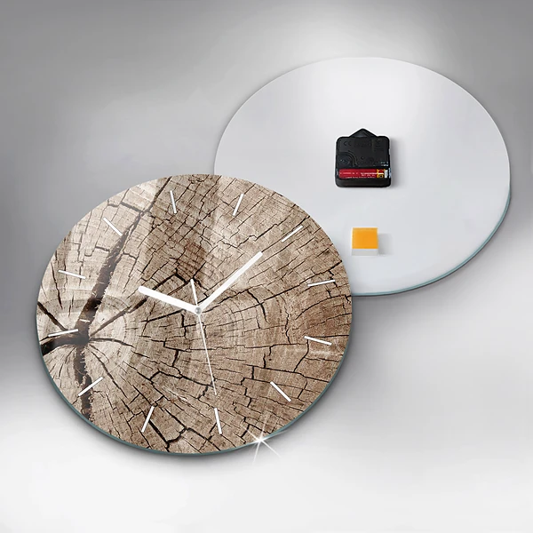 Wanduhr rund mit motiv Alter Holzstamm
