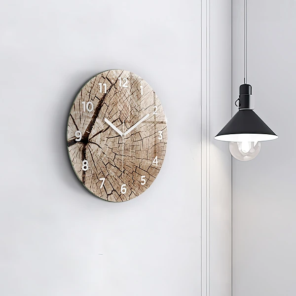 Wanduhr rund mit motiv Alter Holzstamm