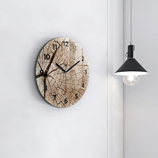 Wanduhr rund mit motiv Alter Holzstamm