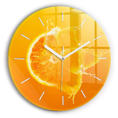 Wanduhr glas rund Orange