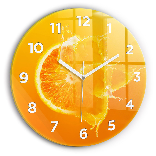 Wanduhr glas rund Orange