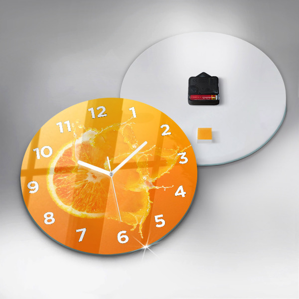 Wanduhr glas rund Orange