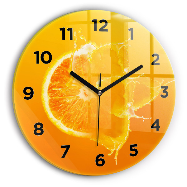 Wanduhr glas rund Orange
