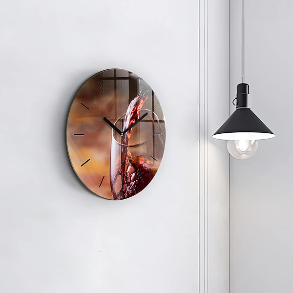 Wanduhr glas rund Weinglas