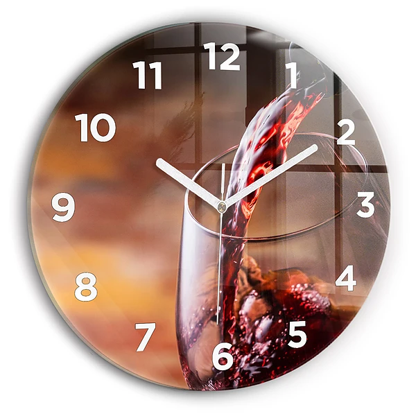 Wanduhr glas rund Weinglas