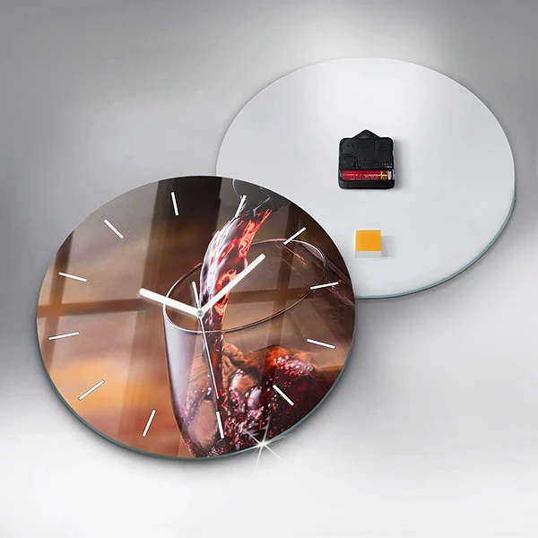 Wanduhr glas rund Weinglas