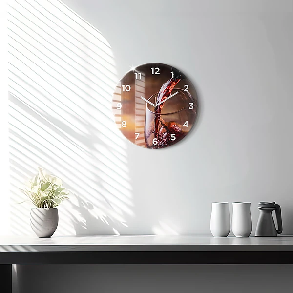 Wanduhr glas rund Weinglas