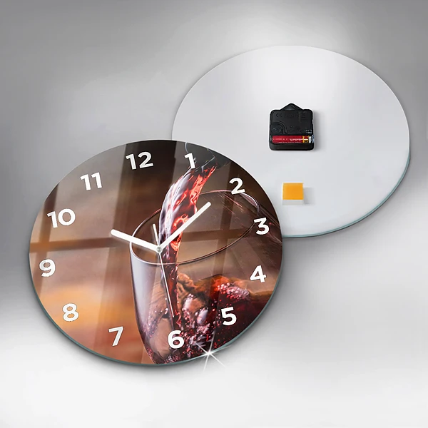 Wanduhr glas rund Weinglas