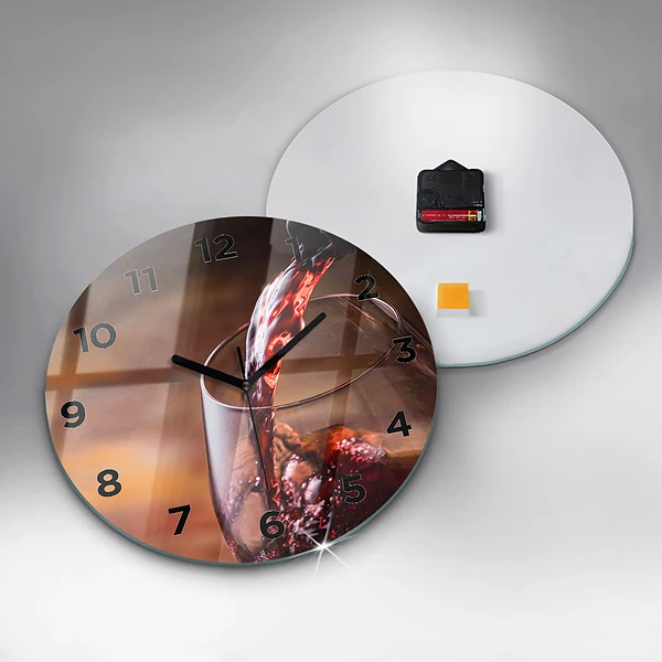 Wanduhr glas rund Weinglas