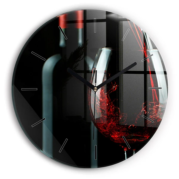 Wanduhr glas rund Weinflasche