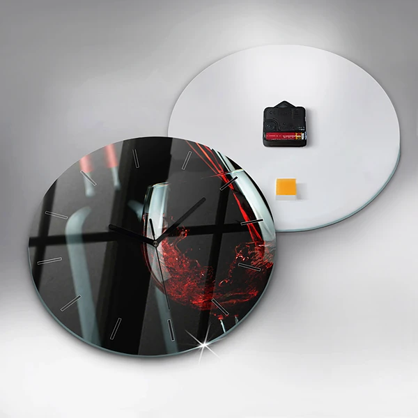 Wanduhr glas rund Weinflasche
