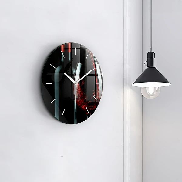 Wanduhr glas rund Weinflasche