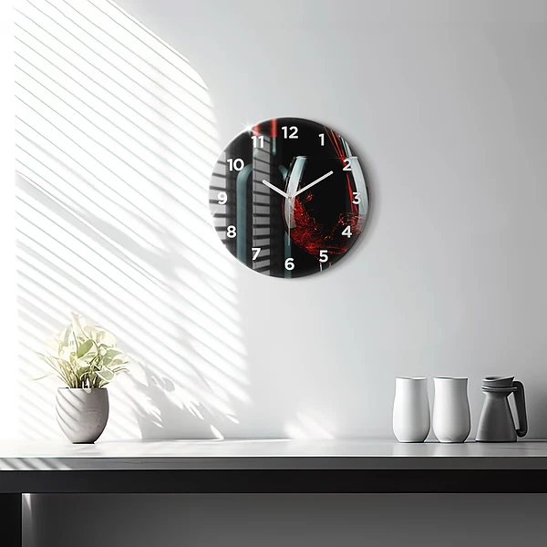 Wanduhr glas rund Weinflasche