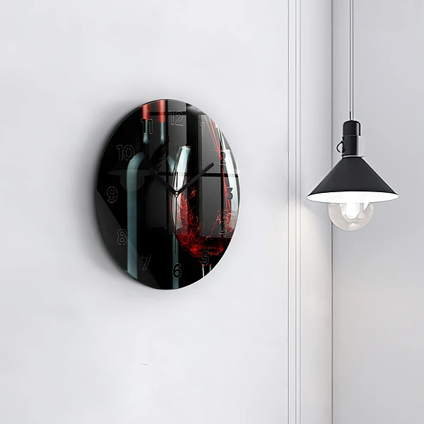 Wanduhr glas rund Weinflasche