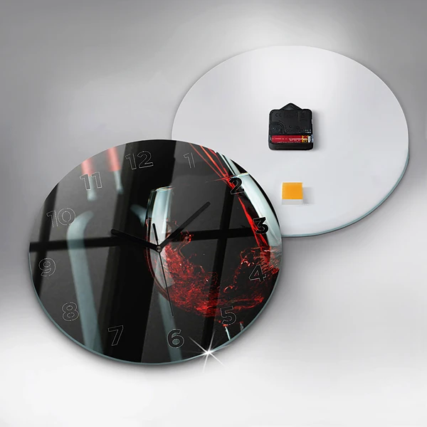 Wanduhr glas rund Weinflasche
