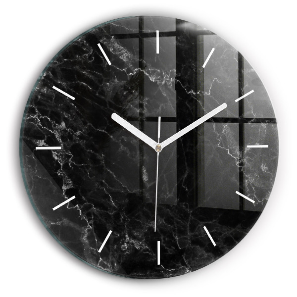 Wanduhr rund Dunkler Marmor