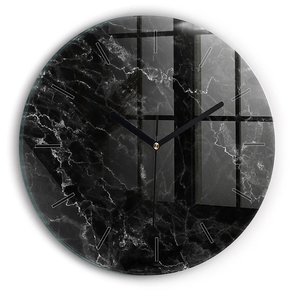 Wanduhr rund Dunkler Marmor