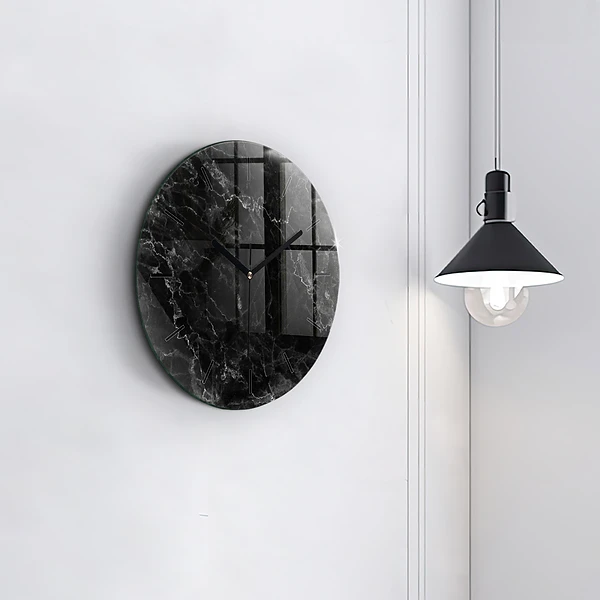 Wanduhr rund Dunkler Marmor