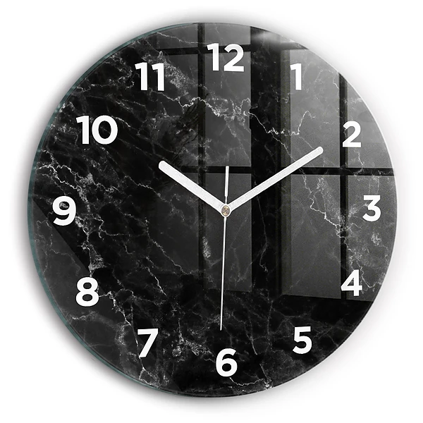 Wanduhr rund Dunkler Marmor